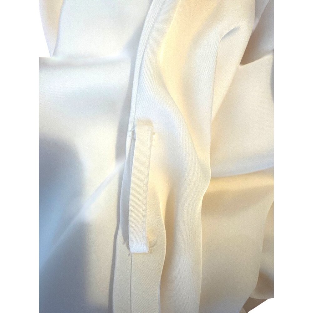 ZARA Cream Medium Satin Button-Up Drop Sleeve Ruffle Hem Shirt Dress - Picture 13 of 14